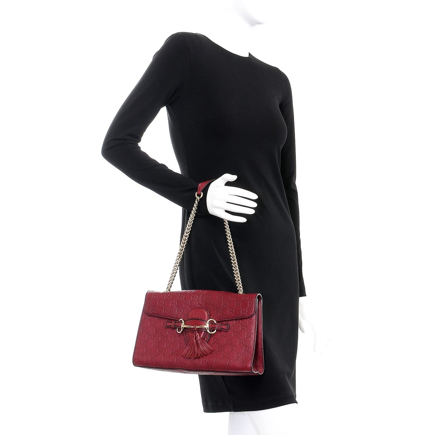 Soft Guccissima Medium Emily Chain Shoulder Bag Classic Ruby