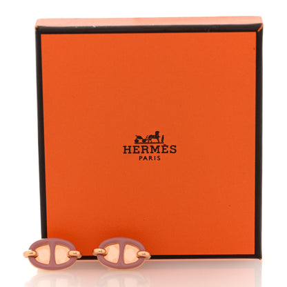 Hermes Enamel Mini Maillon Earrings Rose Beaute 5 of 5