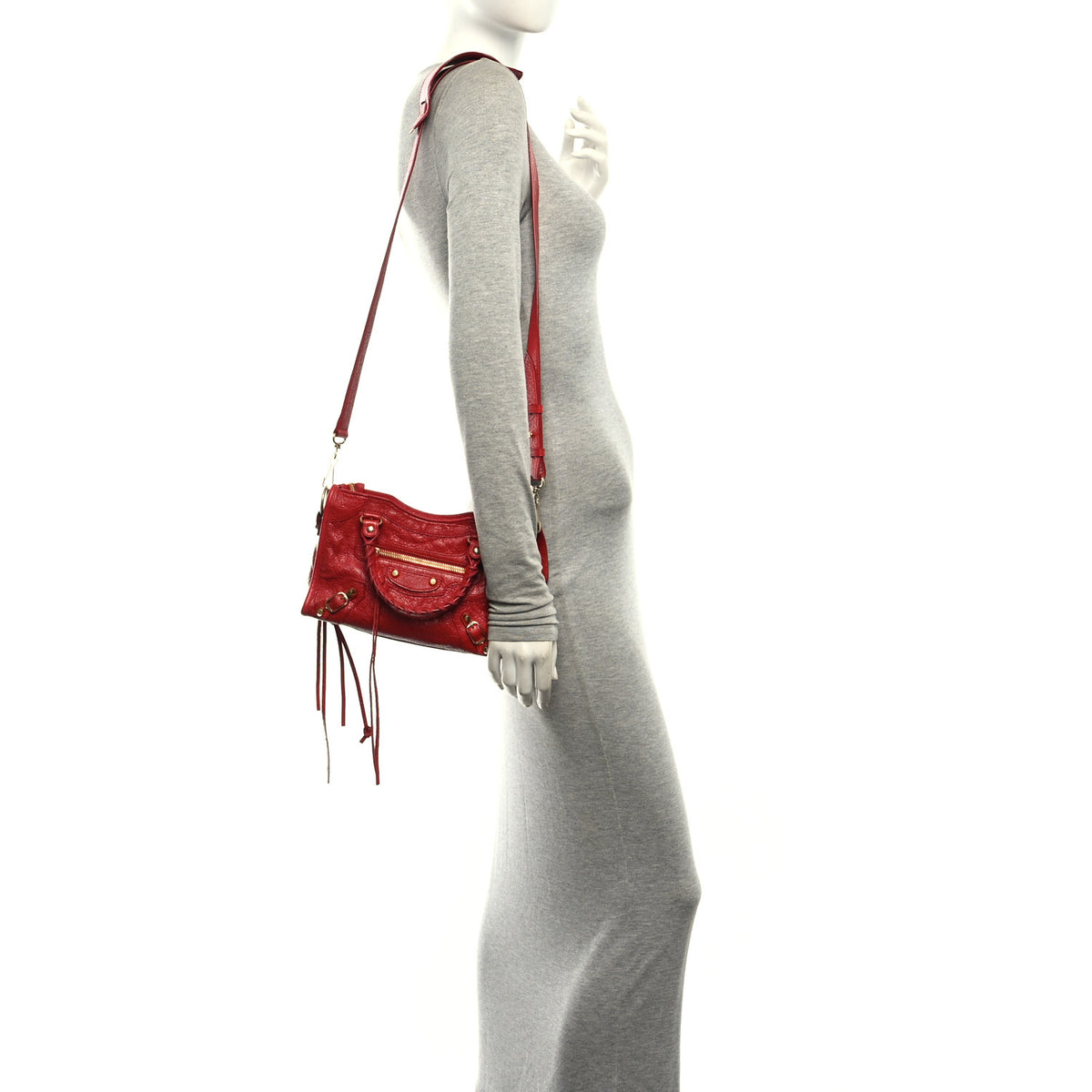 Balenciaga Agneau Gold Metallic Edge Hardware Mini City Rouge Groseille 2 of 11