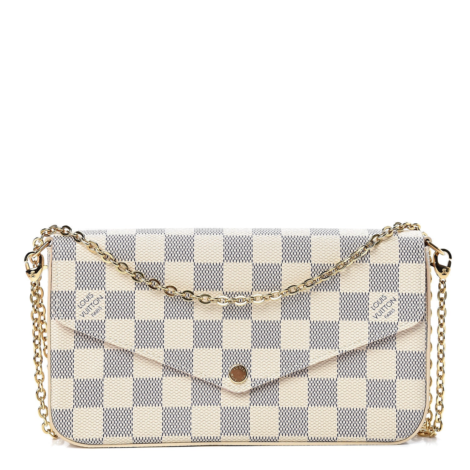 Louis Vuitton Damier Azur Pochette Felicie Chain Wallet Rose Ballerine 1 of 13