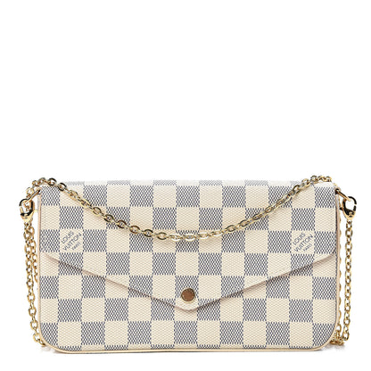 Louis Vuitton Damier Azur Pochette Felicie Chain Wallet Rose Ballerine 1 of 13