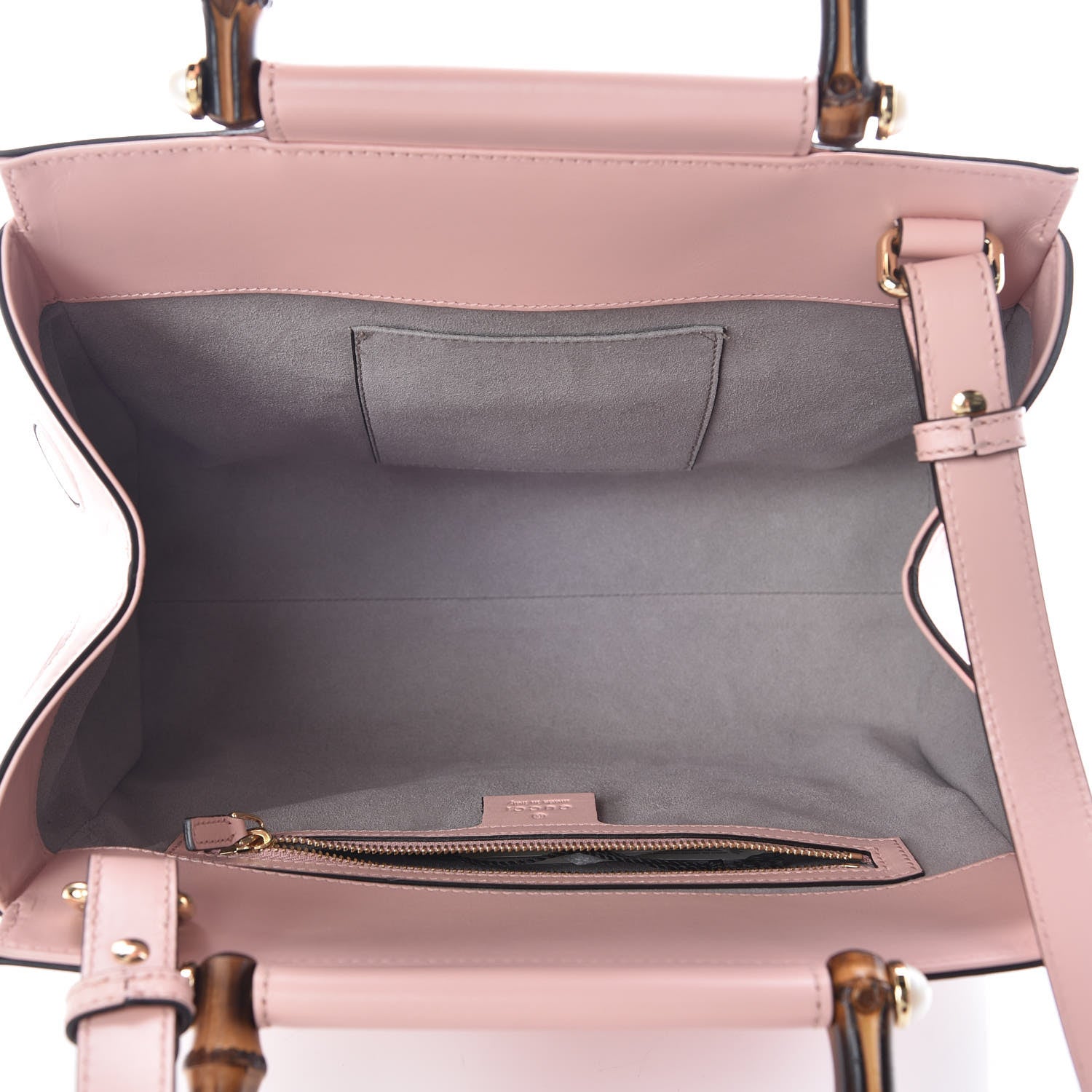 Gucci Nappa Bamboo Small Nymphaea Top Handle Bag Perfect Pink 7 of 9