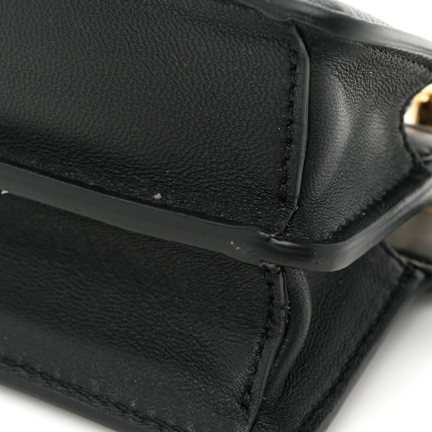 Shiny Nappa Nano Peekaboo Maxi Handle Satchel Black