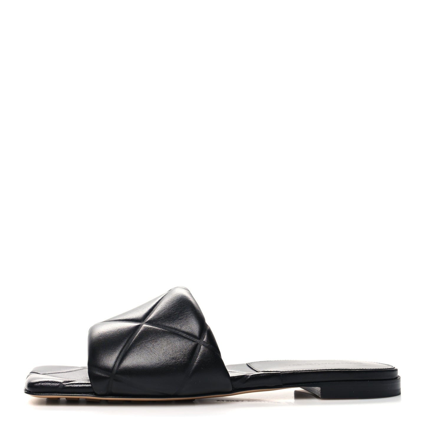 Nappa Quilted Rubber Lido Flat Sandals 38.5 Black