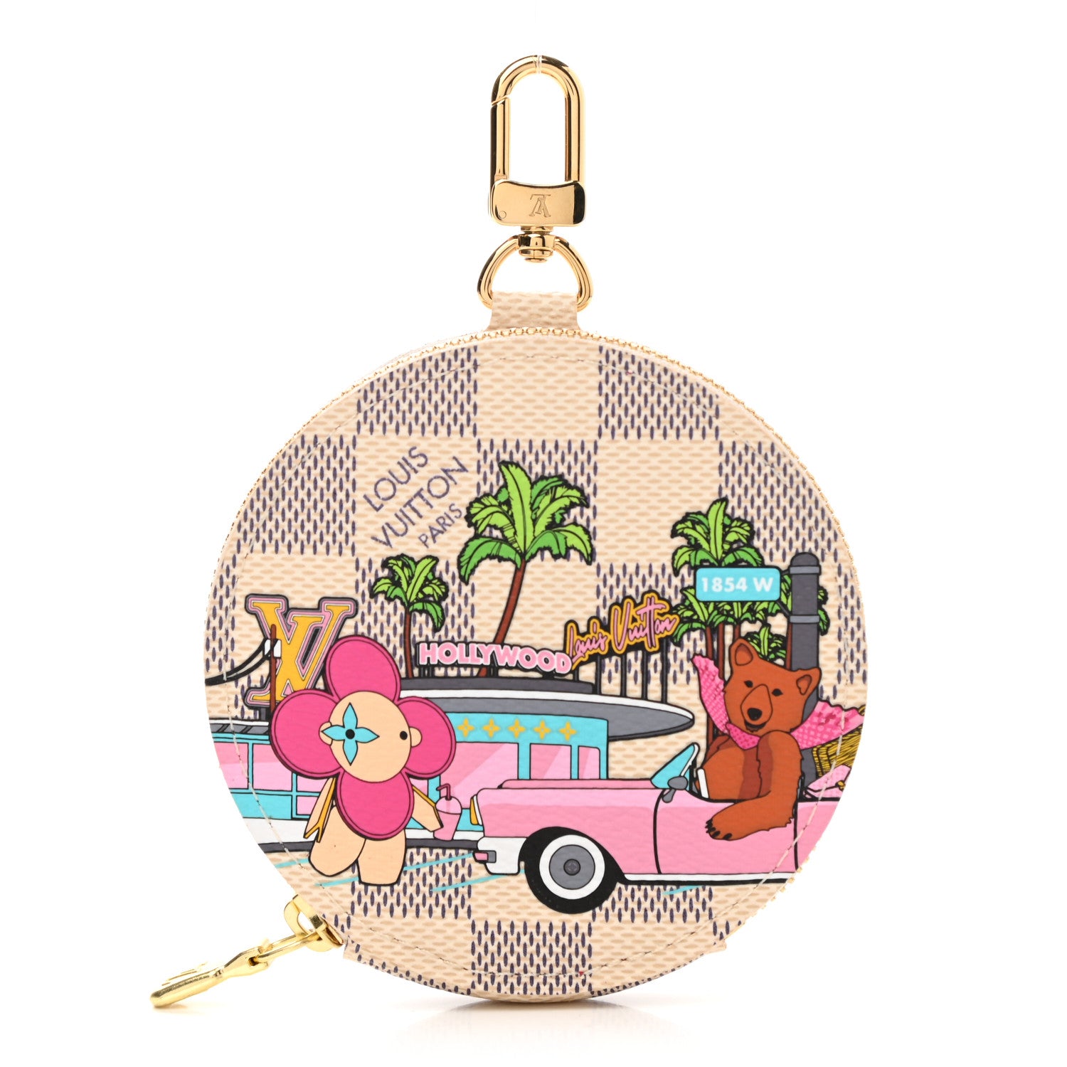 Louis Vuitton Damier Azur 2021 Christmas Animation Hollywood Bag Charm Fuchsia 1 of 6