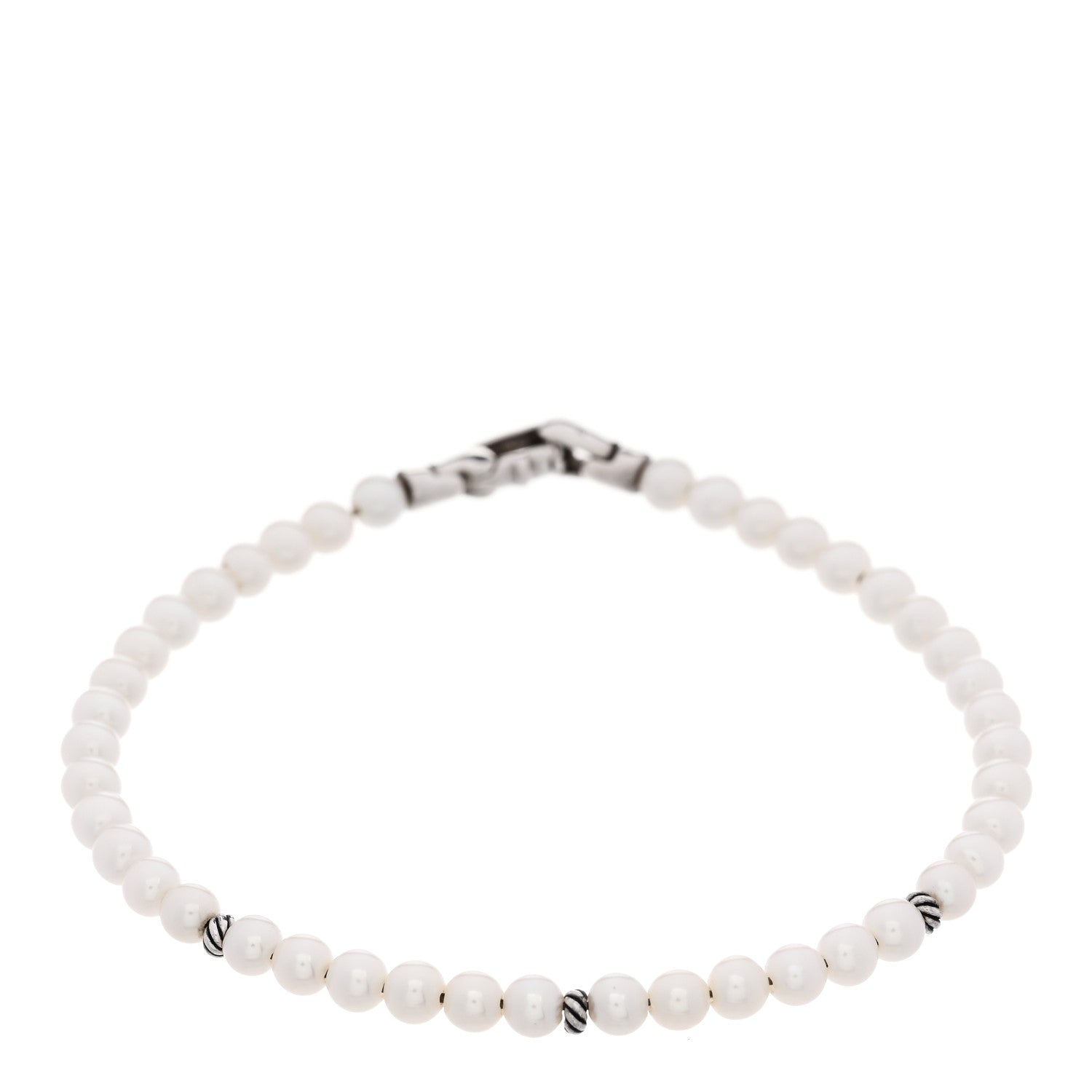 David Yurman Sterling Silver Pearl 4mm Bijoux Spiritual Beads Bracelet 1 of 3