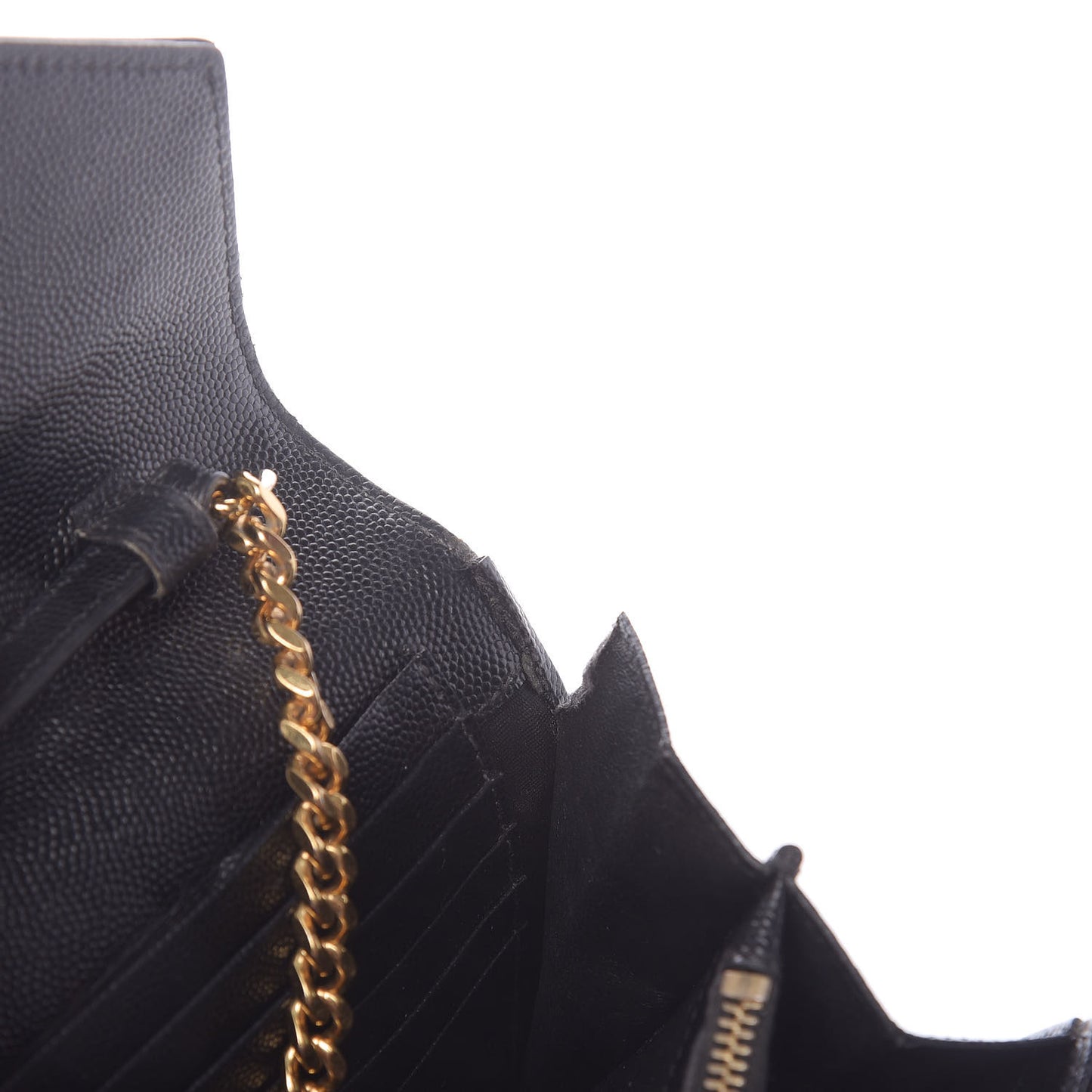Grain De Poudre Matelasse Chevron Monogram Chain Wallet Black