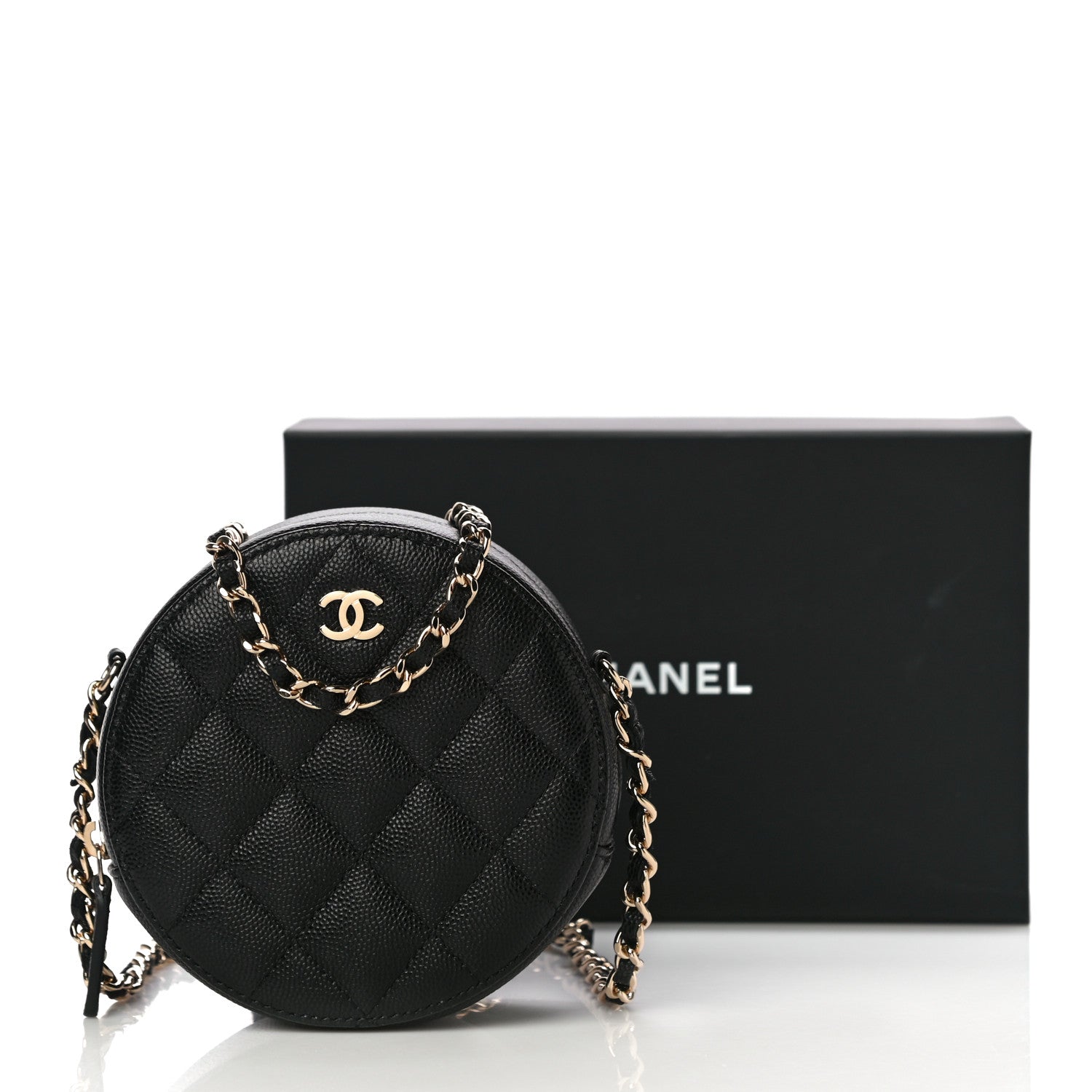Chanel Caviar Quilted Round Clutch With Chain Black 11 of 11