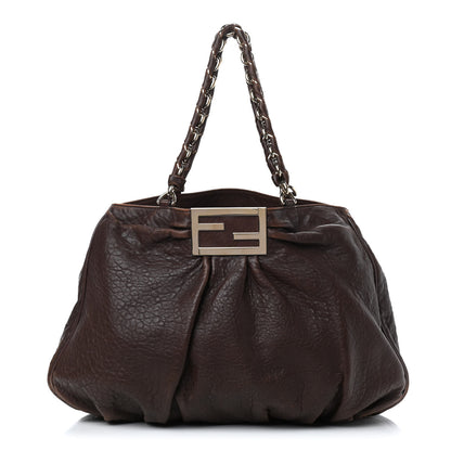 Fendi Crinkled Lambskin Mia Tote Cognac 1 of 14