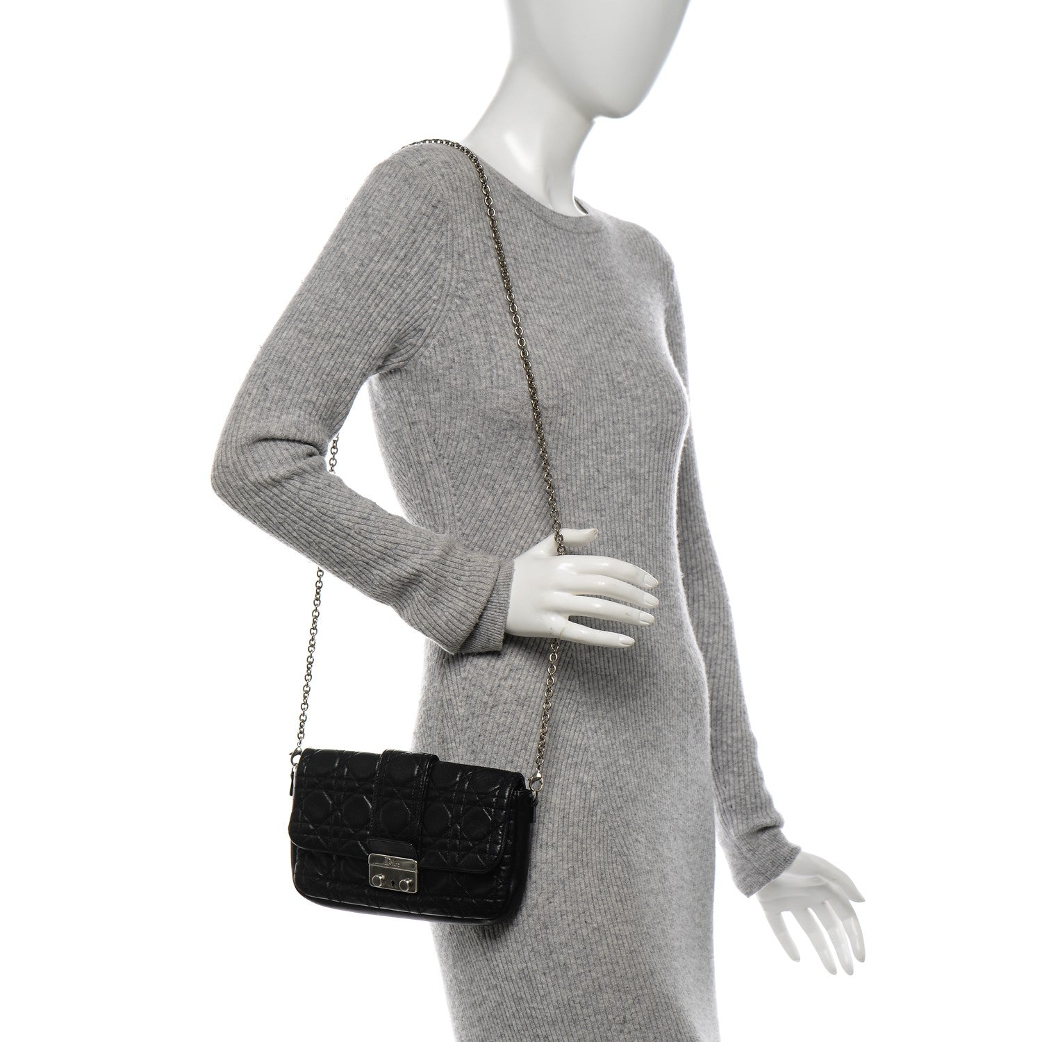 Christian Dior Lambskin Cannage New Lock Pouch Black 2 of 6