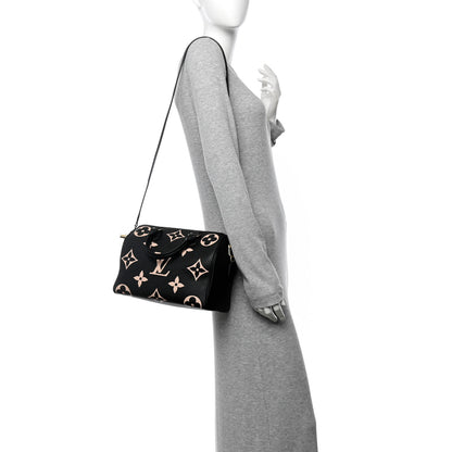 Louis Vuitton Empreinte Monogram Giant Speedy Bandouliere 25 Black Beige 2 of 9