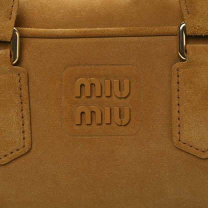 Miu Miu Suede Padded Regular Arcadie Top Handle Bag Whiskey 8 of 11