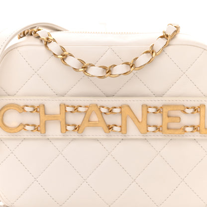 Chanel Calfskin Quilted Enchained Camera Case Bag White 8 of 15