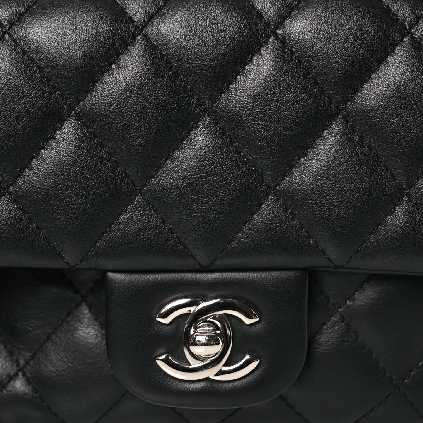 Calfskin Quilted CC Uniform Flap Belt Bag Black