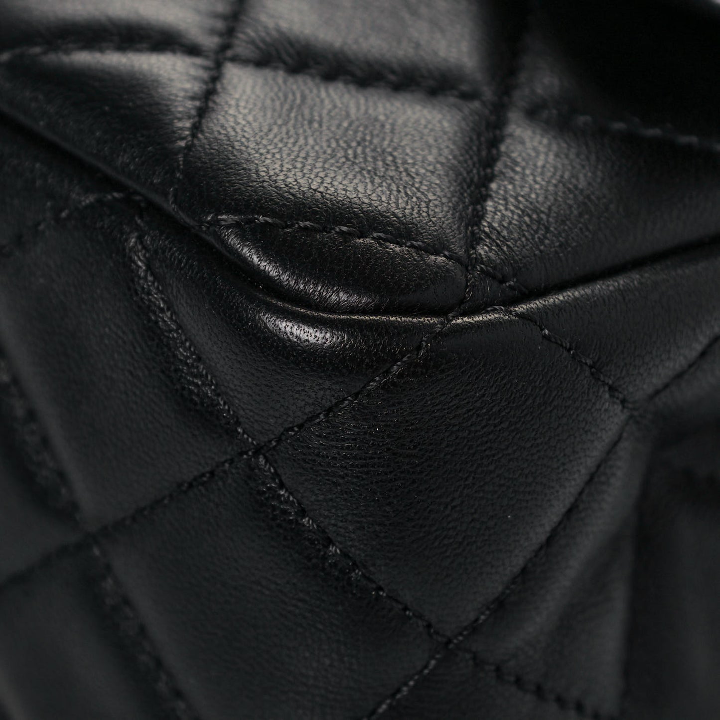 Lambskin Quilted Mini Rectangular Pearl Crush Flap Black