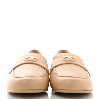 Chanel Lambskin CC Loafers 40.5 Beige 2 of 13
