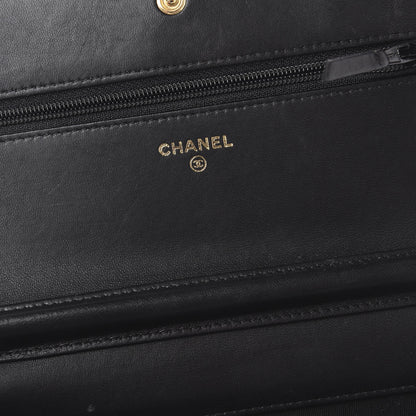 Chanel Calfskin Quilted Boy Wallet On Chain WOC Black 5 of 10