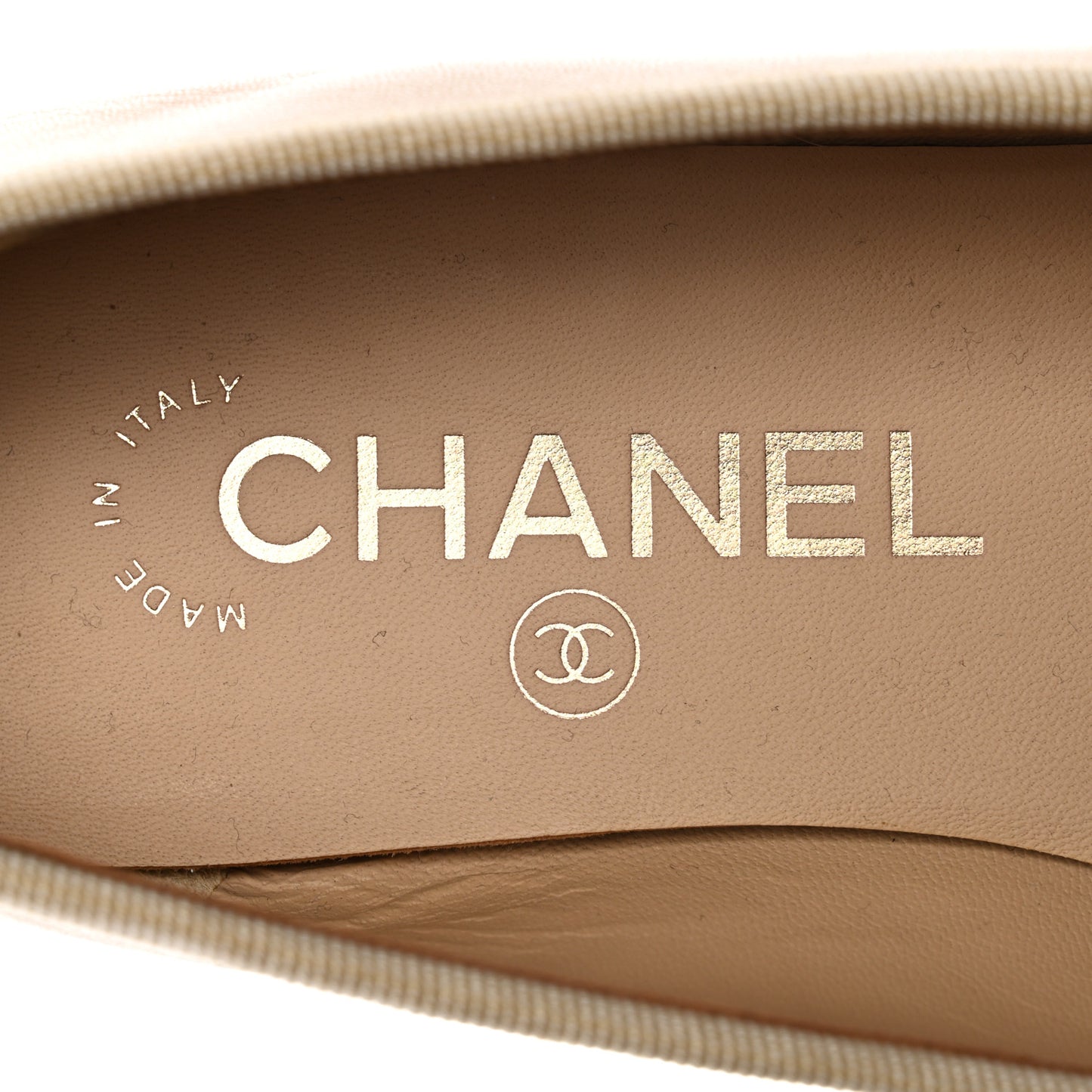 Lambskin Cap Toe CC Ballerina Flats 36 Beige Black
