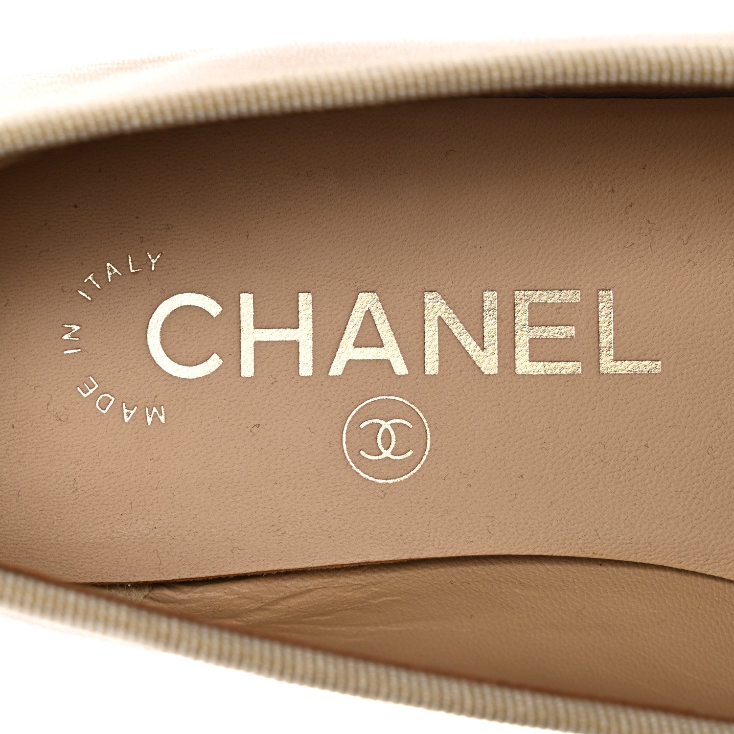 Chanel Lambskin Cap Toe CC Ballerina Flats 36 Beige Black 7 of 8