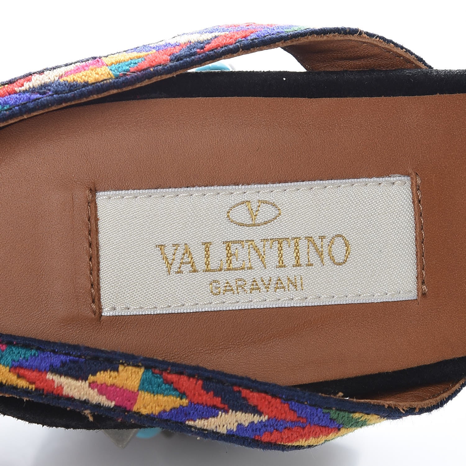 Valentino Garavani Suede Embroidered Rockstud Rolling Wrap Sandals 38.5 Black Multicolor 5 of 7