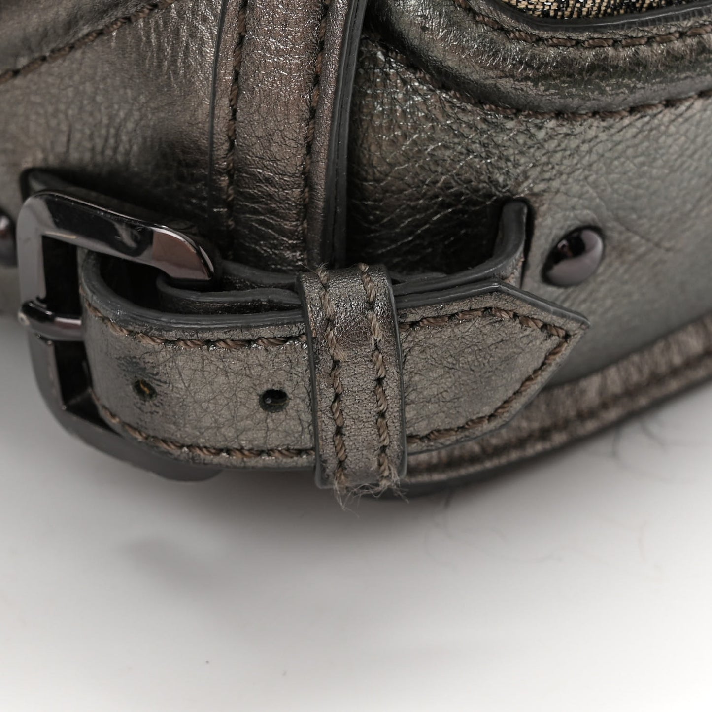 Shimmer Check Degrade Small Pilgrim Satchel Pewter