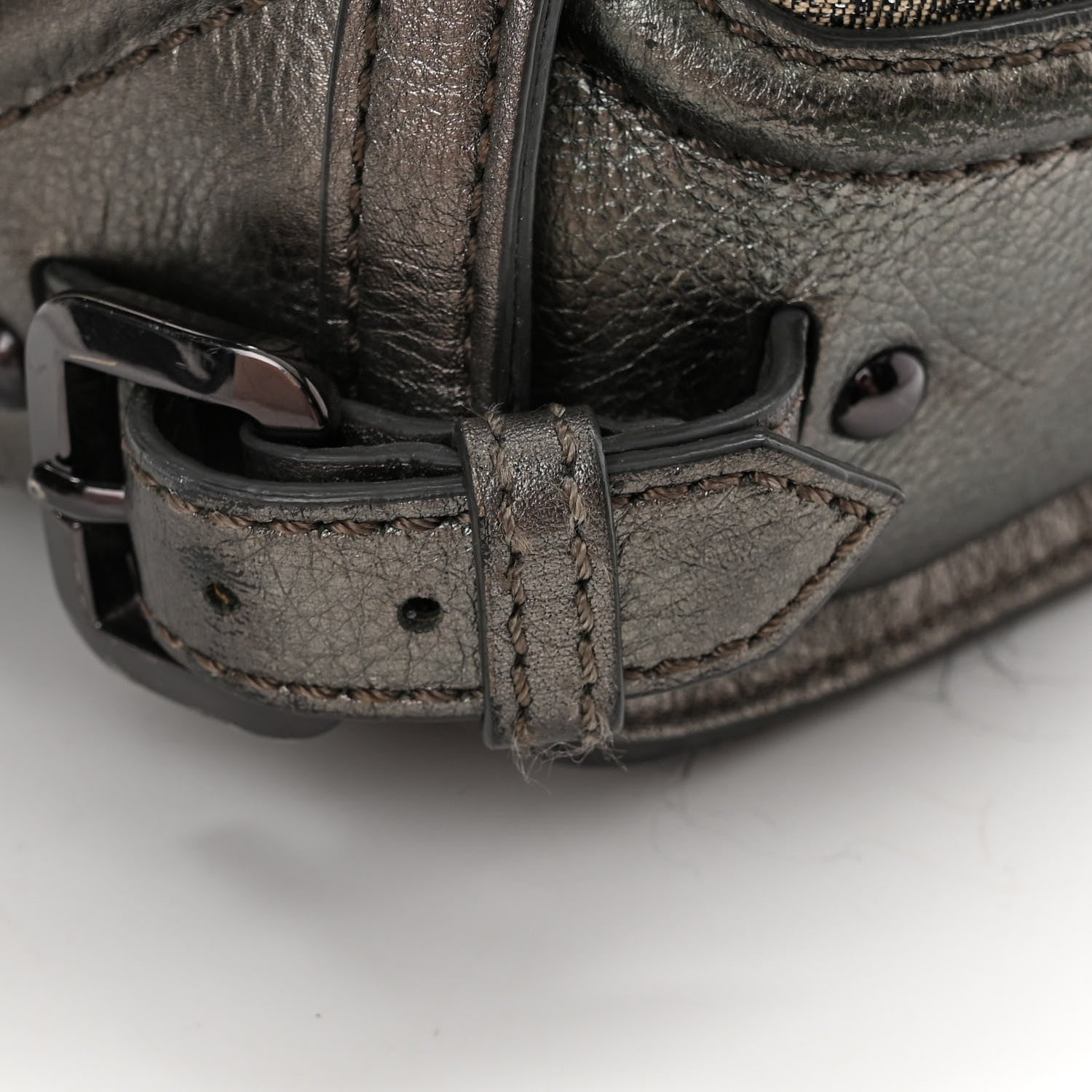 Burberry Shimmer Check Degrade Small Pilgrim Satchel Pewter 15 of 15