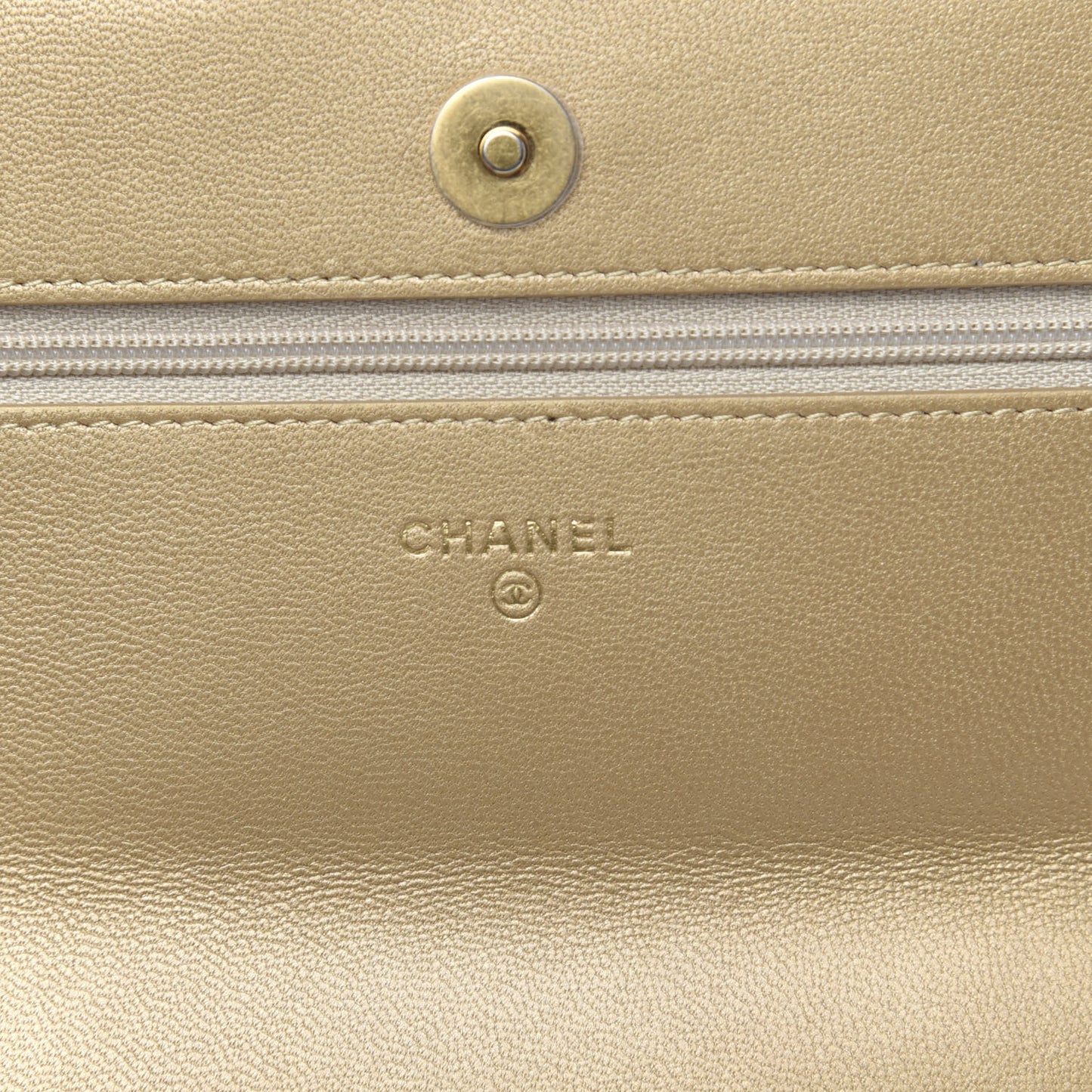 Metallic Goatskin Quilted 19 Wallet On Chain WOC Gold