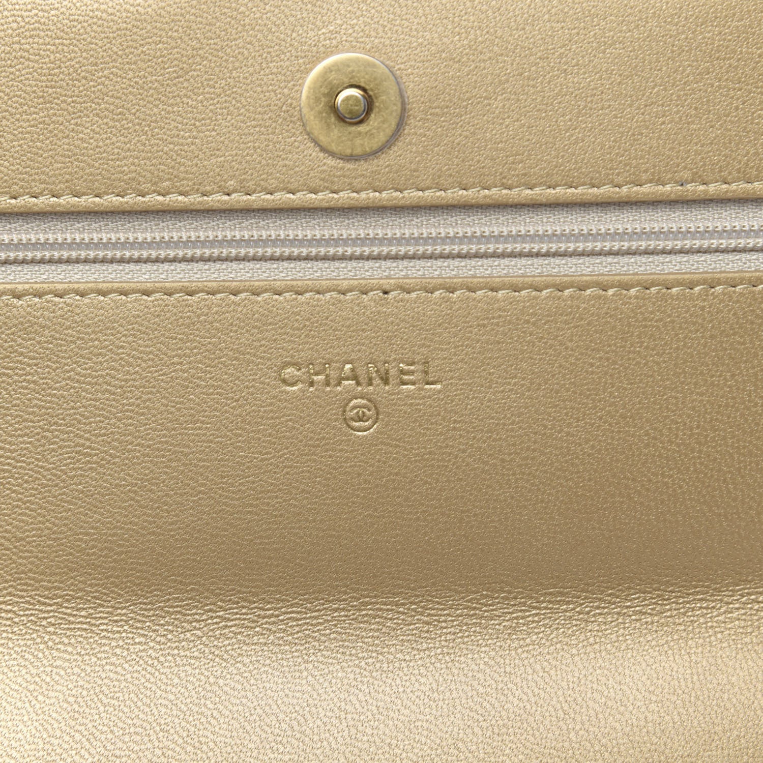 Chanel Metallic Goatskin Quilted 19 Wallet On Chain WOC Gold 6 of 14