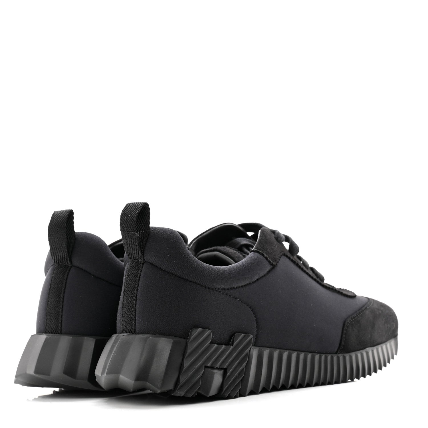 Hermes Technical Jersey Suede Goatskin Bouncing Sneakers 37.5 Black 4 of 10