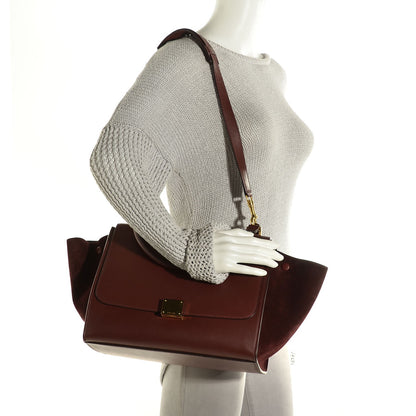 Celine Smooth Calfskin Suede Medium Trapeze Burgundy 2 of 8
