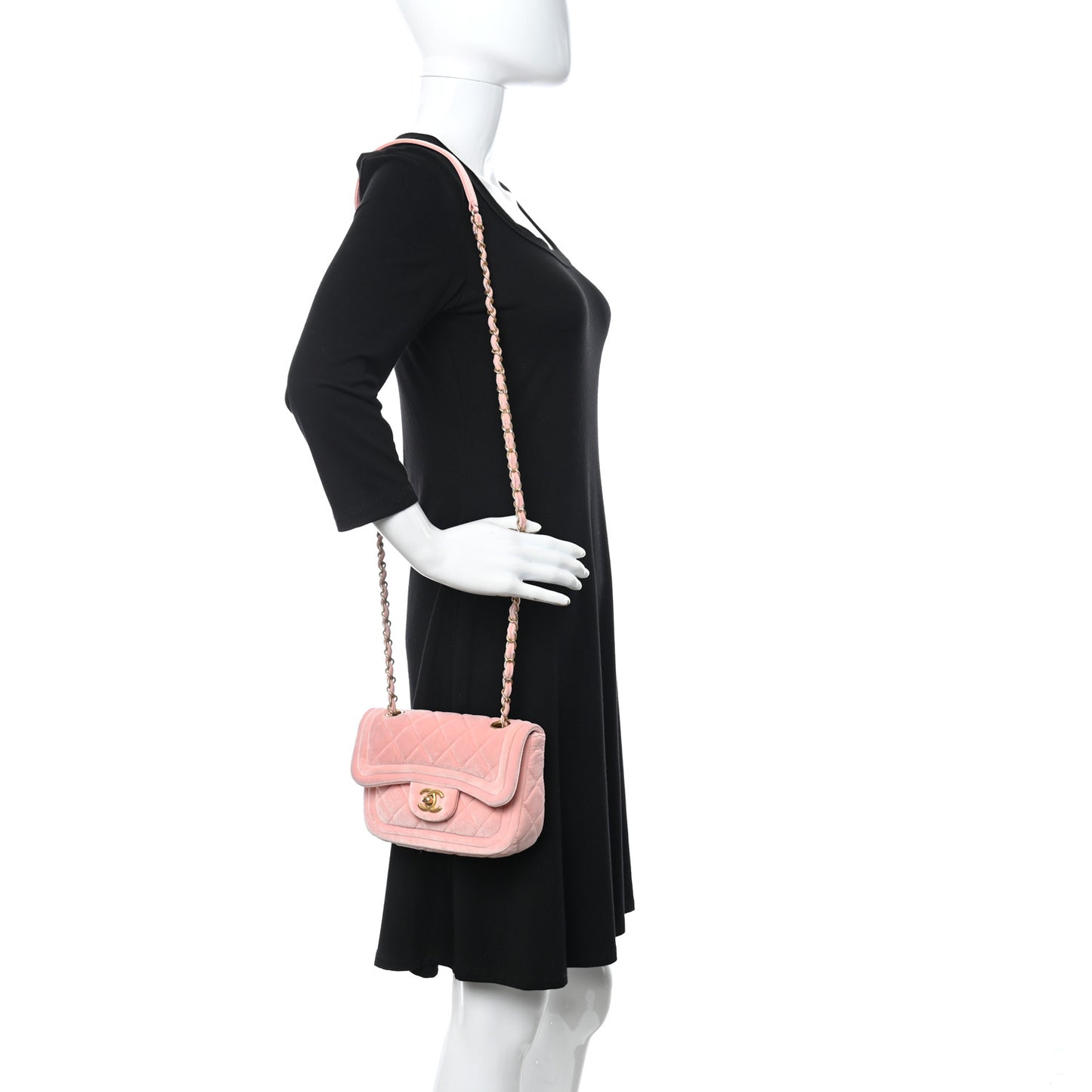 Velvet Quilted Mini Flap Pink