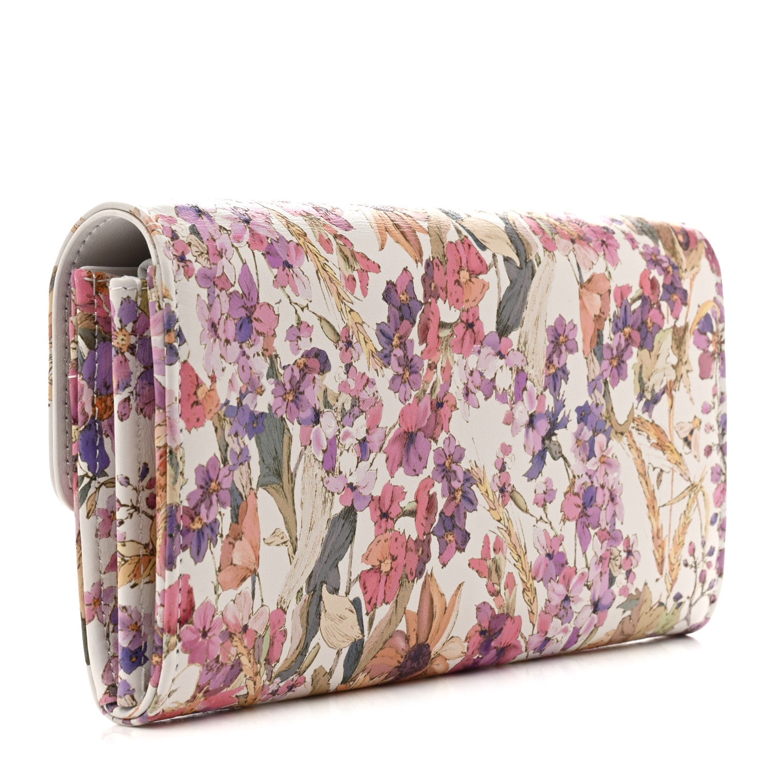 Christian Dior Calfskin Caro Freesia Long Wallet White Multicolor 3 of 7