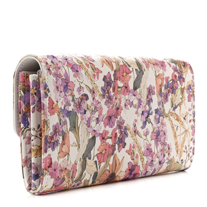 Christian Dior Calfskin Caro Freesia Long Wallet White Multicolor 3 of 7