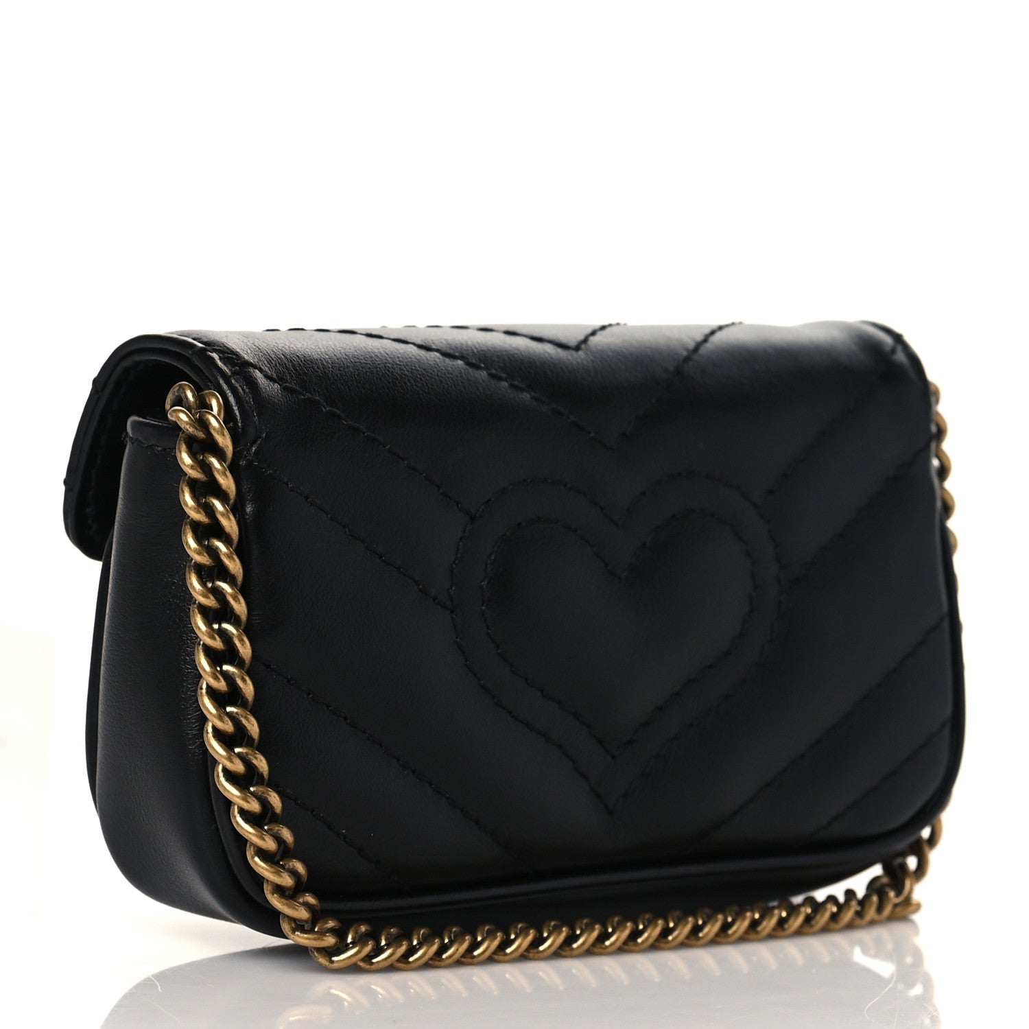 Gucci Calfskin Matelasse GG Marmont 2.0 Coin Purse On A Chain Black 3 of 10