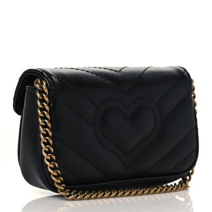 Gucci Calfskin Matelasse GG Marmont 2.0 Coin Purse On A Chain Black 3 of 10