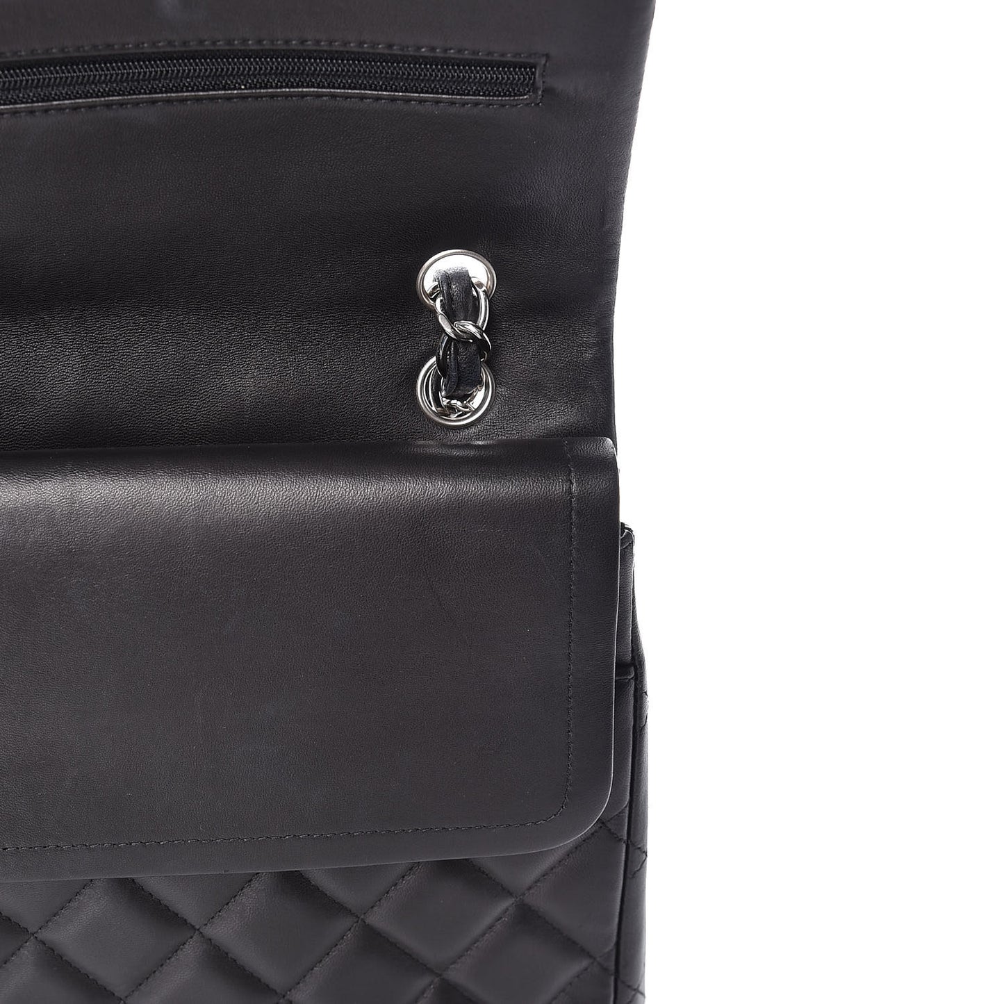 Lambskin Quilted Maxi Double Flap Black