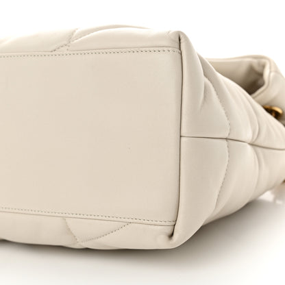 Saint Laurent Lambskin Quilted Medium Loulou Puffer Monogram Chain Satchel Blanc Vintage 10 of 12