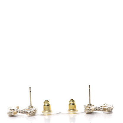 Chanel Crystal Timeless CC Earrings Light Gold 3 of 4