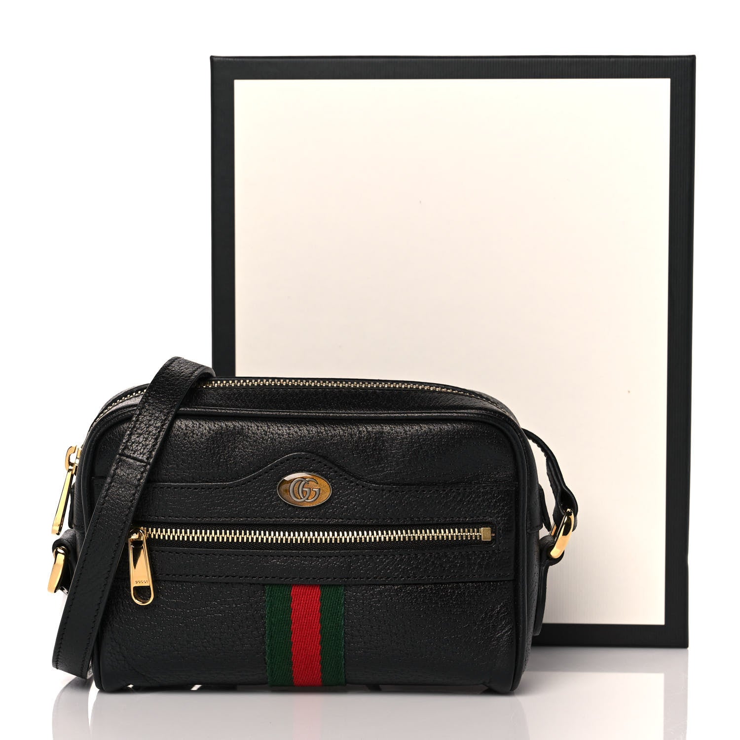 Gucci Calfskin Web Mini Ophidia Shoulder Bag Black 11 of 11