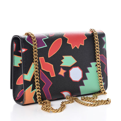 Saint Laurent Grain De Poudre Small Monogram Shapes Print Kate Satchel Black 3 of 9
