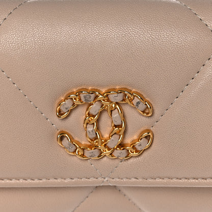 Chanel Shiny Goatskin Quilted Chanel 19 Flap Wallet Beige 9 of 13