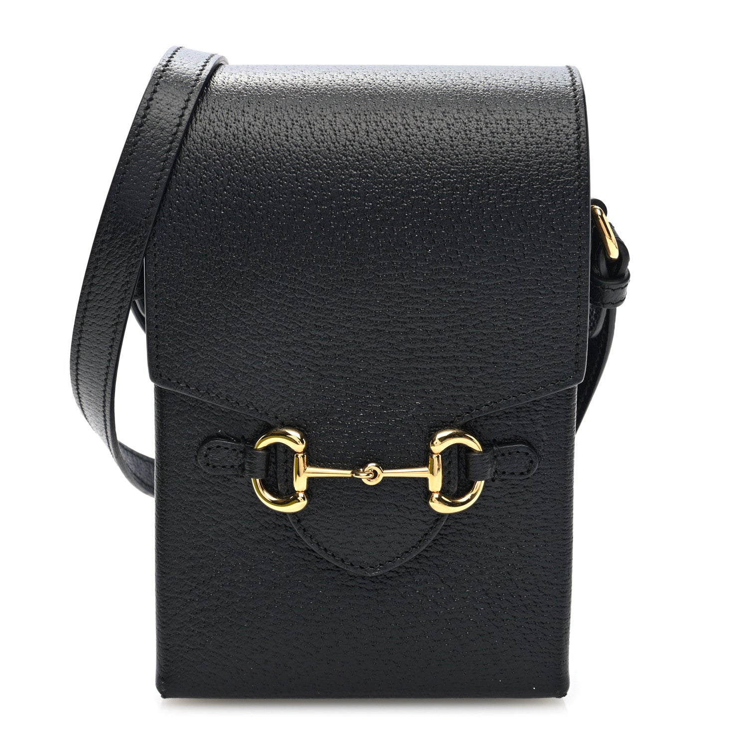 Gucci Dollar Calfskin Vertical Horsebit 1955 Crossbody Bag Black 1 of 10
