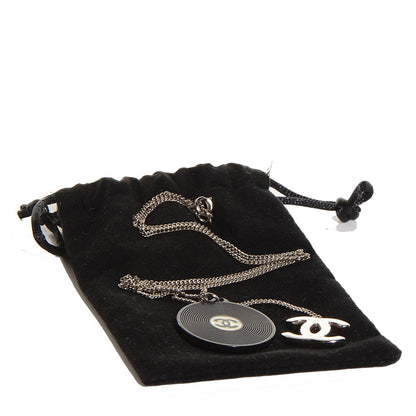 Chanel Resin Record CC Necklace Black White 4 of 4