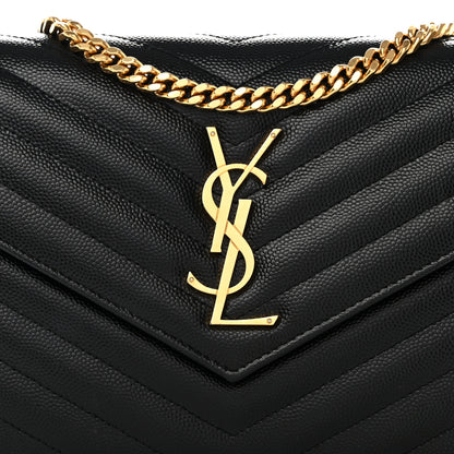 Saint Laurent Grain De Poudre Matelasse Chevron Monogram Chain Wallet Black 8 of 12