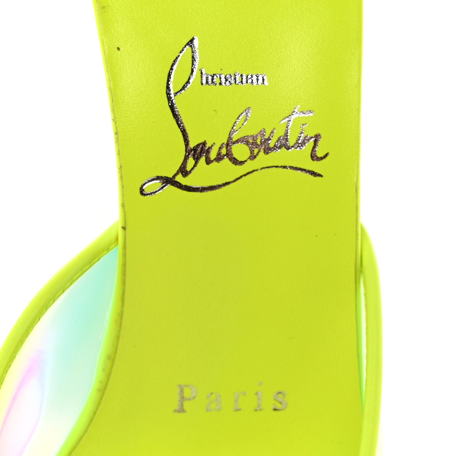 Christian Louboutin PVC Just Arch 100 Slide Sandals 36 Neon Yellow 7 of 18