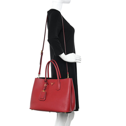 Prada Saffiano Cuir Large Double Bag Fuoco Black 2 of 9