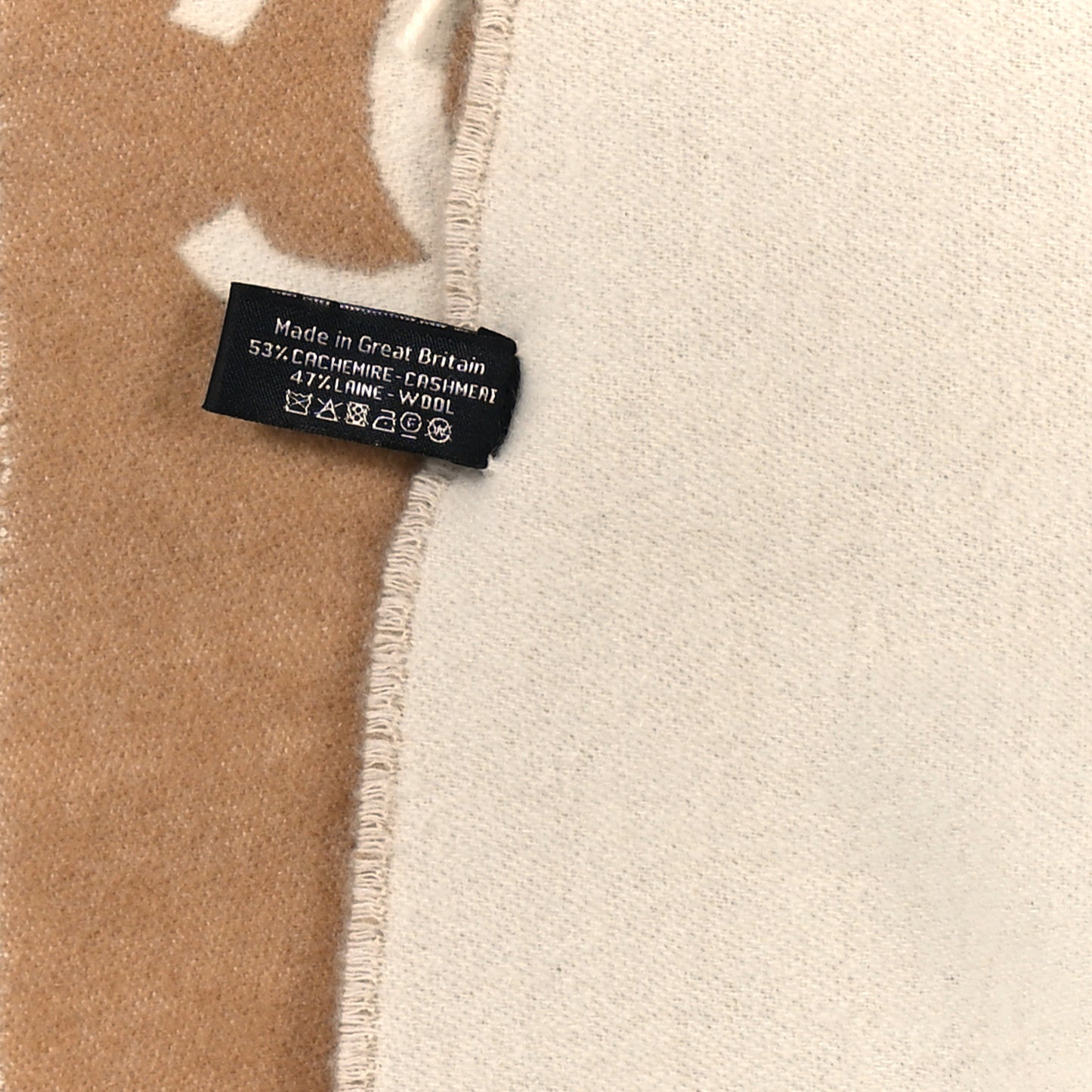 Cashmere Wool Ombre CC Fringe Stole Beige Pink White