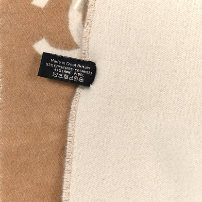 Chanel Cashmere Wool Ombre CC Fringe Stole Beige Pink White 4 of 4