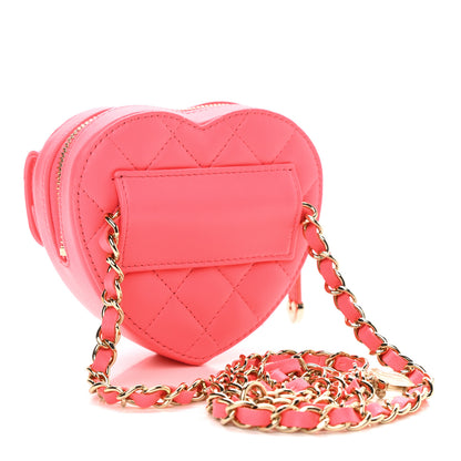 Chanel Lambskin Quilted CC In Love Heart Waist Belt Bag With Chain Pink 3 of 11