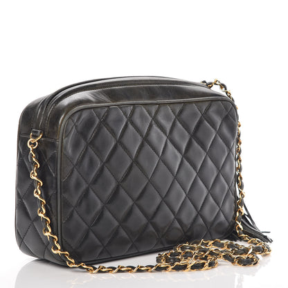 Chanel Lambskin Quilted CC Tassel Camera Case Black 3 of 16